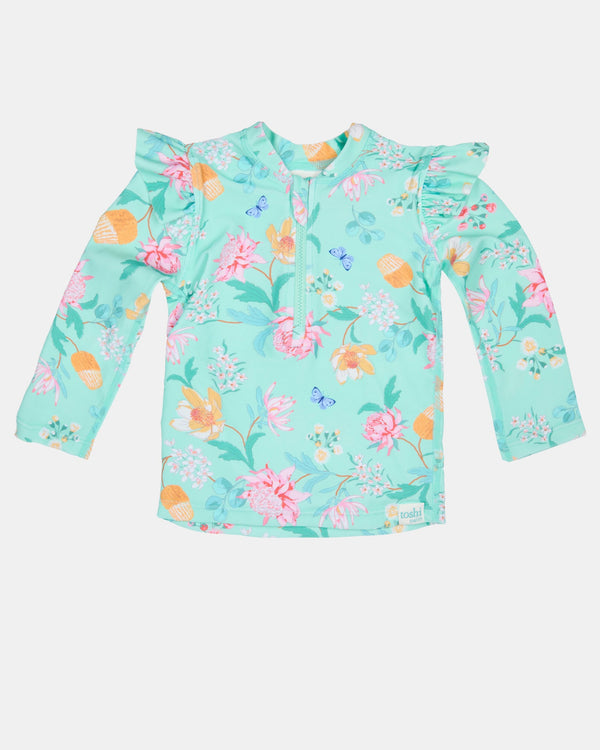 Swim Rashie L/S Ripple Waratah Mint